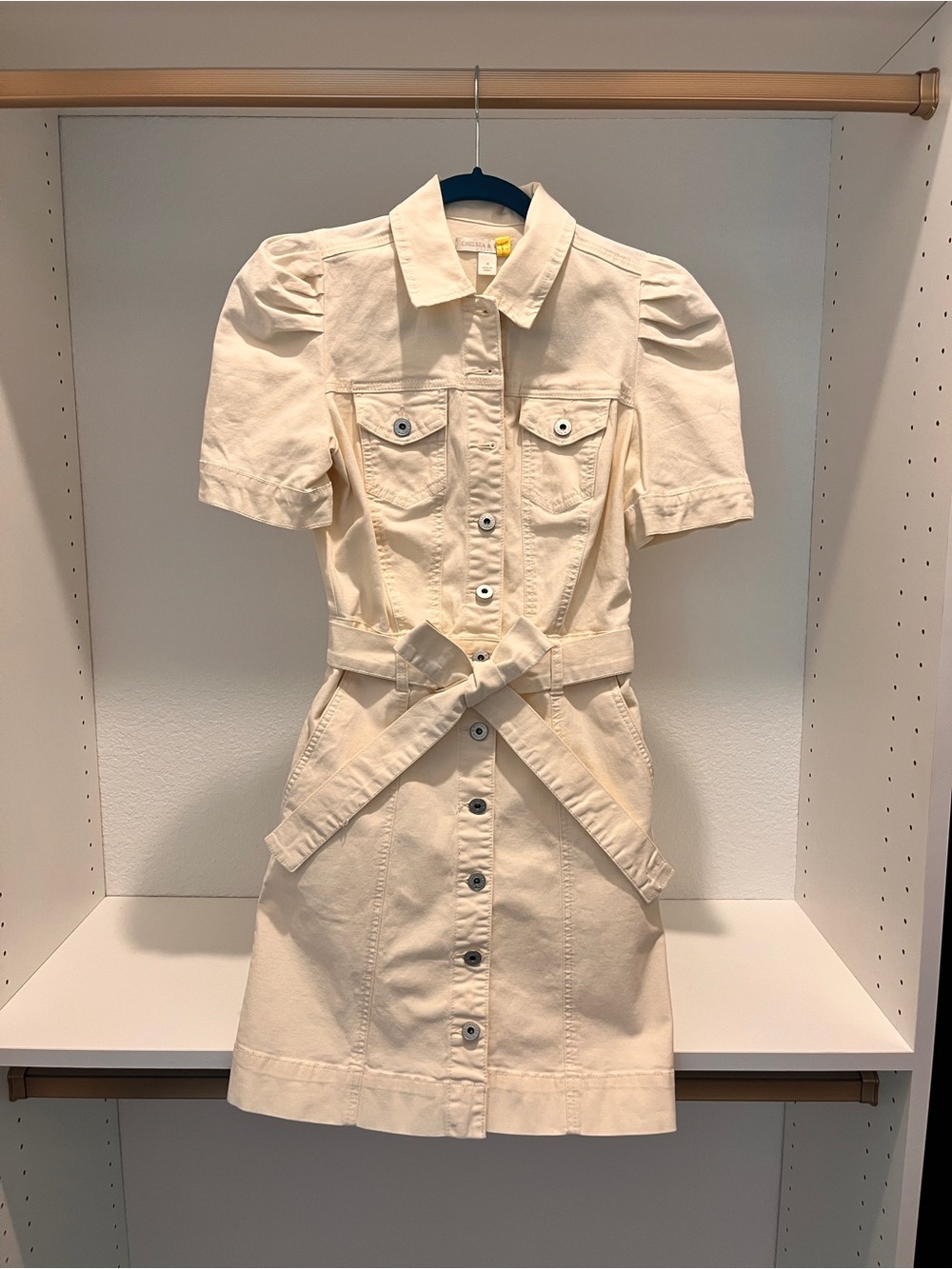 Chelsea & Violet Cream Button-Front Utility Mini Dress